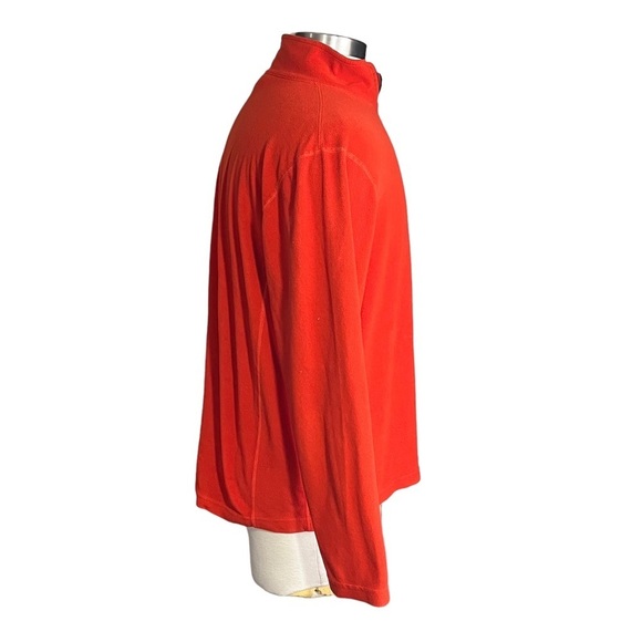 LL Bean Men Orange Long Sleeve Fleece Pullover Jacket Sz L 1/4 Zip Zip Pocket - Picture 8 of 11